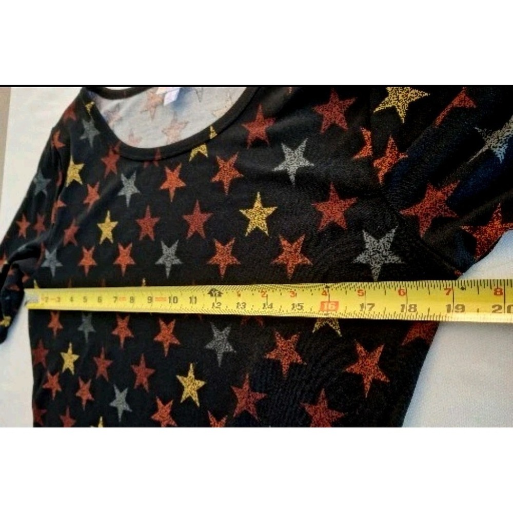 LuLaRoe Size L Black Dress Red Blue Gold Stars Soft Stretch Patriotic Large NWT - Picture 6 of 9